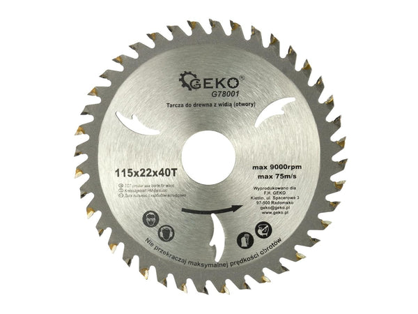115x22 mm saw blade, circular saw blade for wood with 40 tilted TCT teeth 