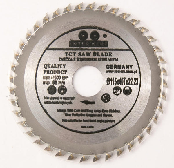 115x22.23 mm saw blade, circular saw blade for wood with 40 tilted TCT teeth 