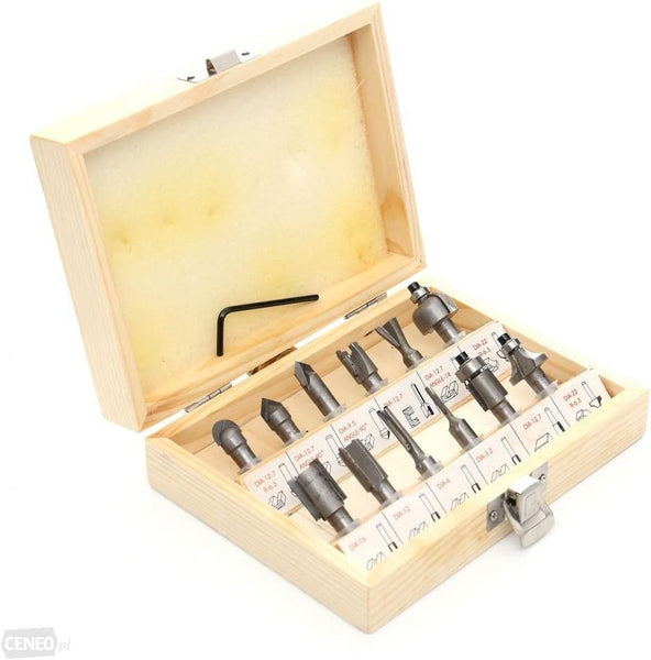 12-piece set of routers in a wooden case, shaft Ø 8mm