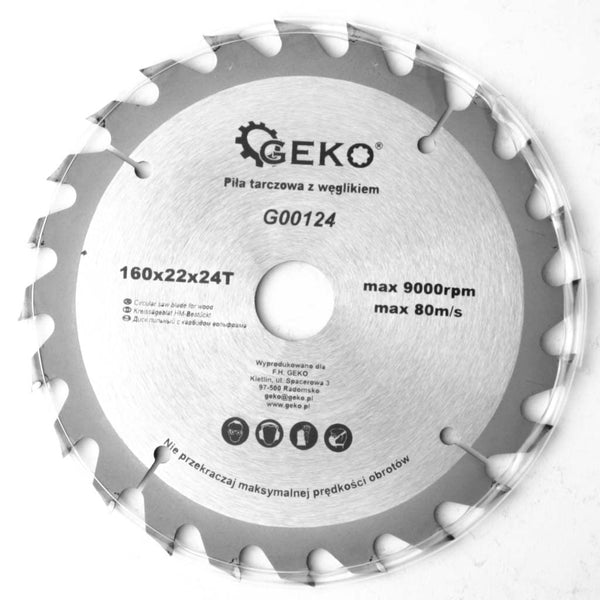 160x22 mm saw blade, circular saw blade for wood with 24 tilted TCT teeth 