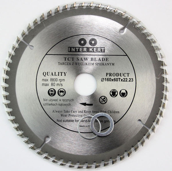 160x22.23 mm saw blade, circular saw blade for wood with 60 tilted TCT teeth 