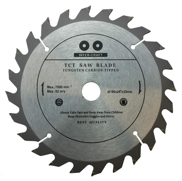 180x20 mm Sägeblatt, Kreissägeblatt für Holz mit 24 gekippten TCT-Zähnen