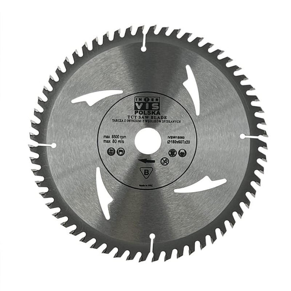 180x20 mm saw blade, circular saw blade for wood with 60 tilted TCT teeth 