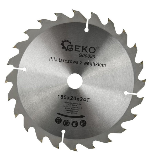 185x20 mm saw blade, circular saw blade for wood with 24 tilted TCT teeth 