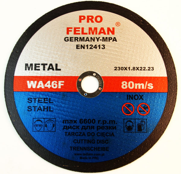 Set of 10 230x22.23x1.8 mm cutting discs for INOX, steel and metal WA46F QUANTITY DISCOUNT 