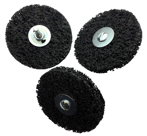 Set of 10 50x6x13 mm coarse cleaning disc, nylon fabric disc with mandrel black