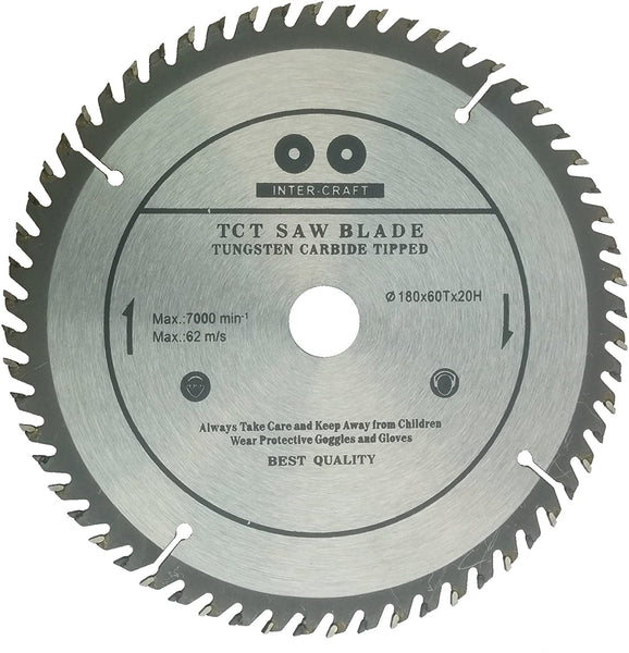 180x20 mm Sägeblatt, Kreissägeblatt für Holz mit 60 gekippten TCT-Zähnen