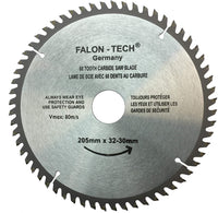205x32 mm saw blade, circular saw blade for wood with 60 tilted TCT teeth 