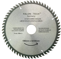 190x32 mm saw blade, circular saw blade for wood with 60 tilted TCT teeth 