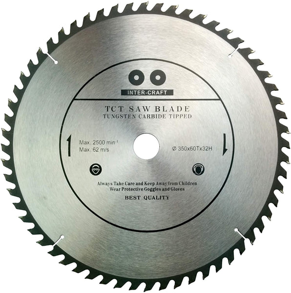 350x32 mm Sägeblatt, Kreissägeblatt für Holz mit 60 gekippten TCT-Zähnen