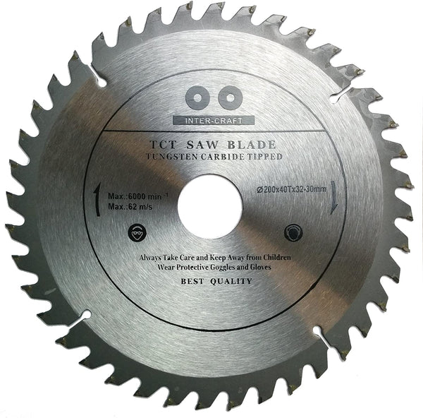 200x32 mm Sägeblatt, Kreissägeblatt für Holz mit 40 gekippten TCT-Zähnen